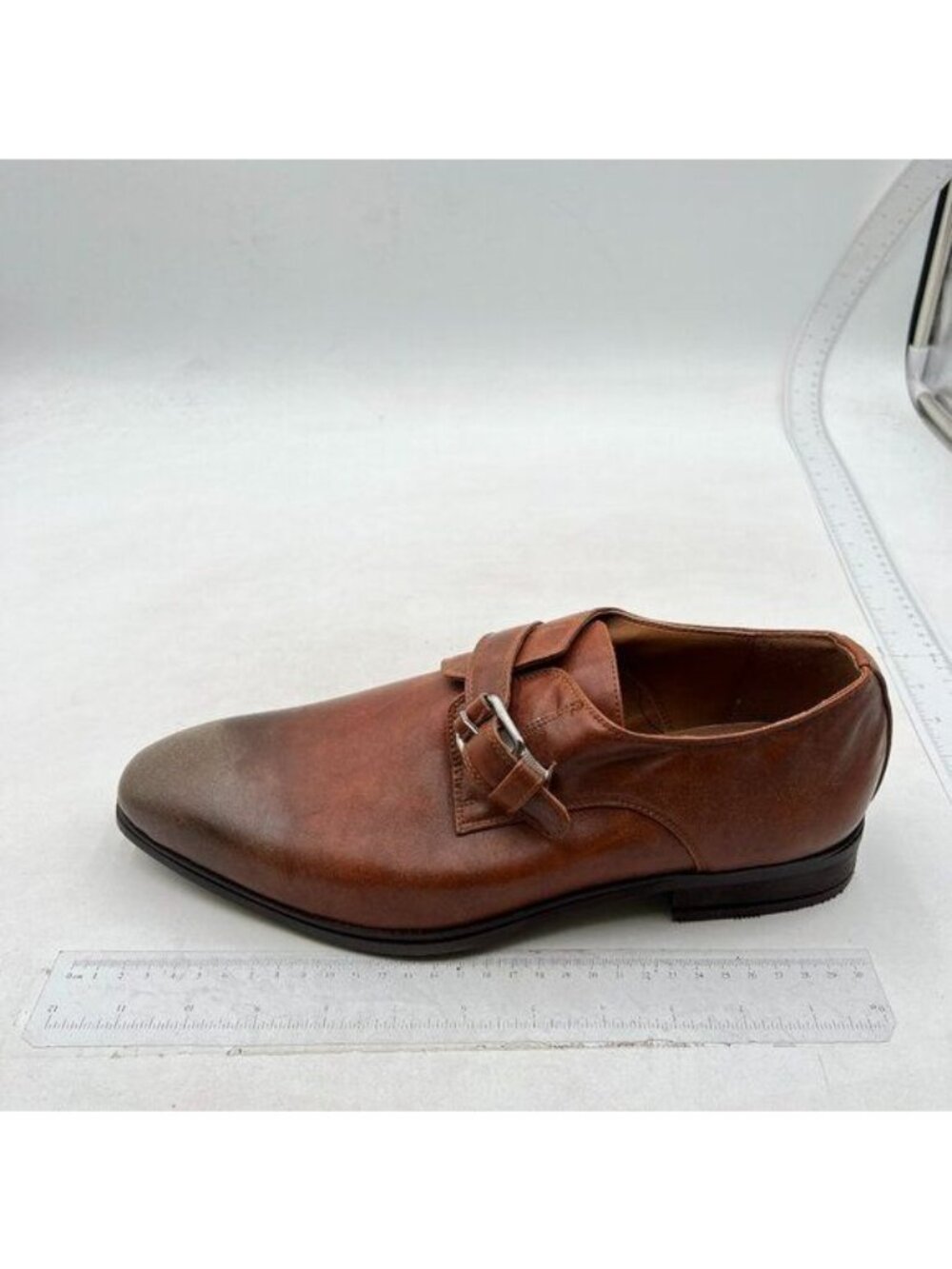 Mens Retro Comfort Slip On Monk Buckle Loafers Pointed-Toe Low Heel Tuxedo Shoes